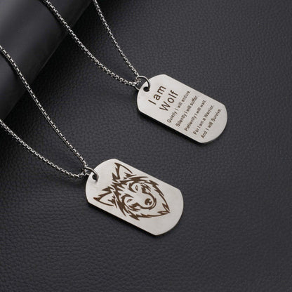 Stainless Steel Men's Simple Double-sided Wolf Head Titanium Steel Necklace